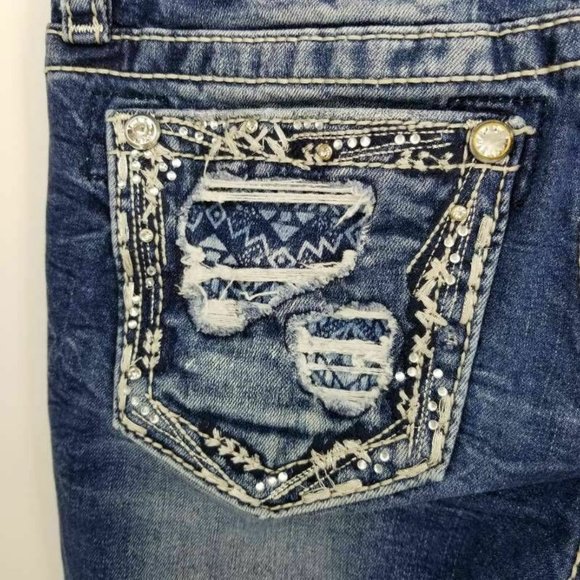 Miss Me Women Mid Rise Capri Jeans Blue Stretch 24 - Picture 6 of 11